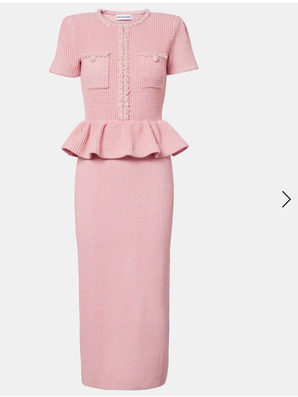 Self-Portrait Pink Peplum Maxi Knit Dress